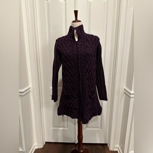 INIS Crafts full Zip cardigan 100% Merino Wool in a Purple/Burgundy size Medium